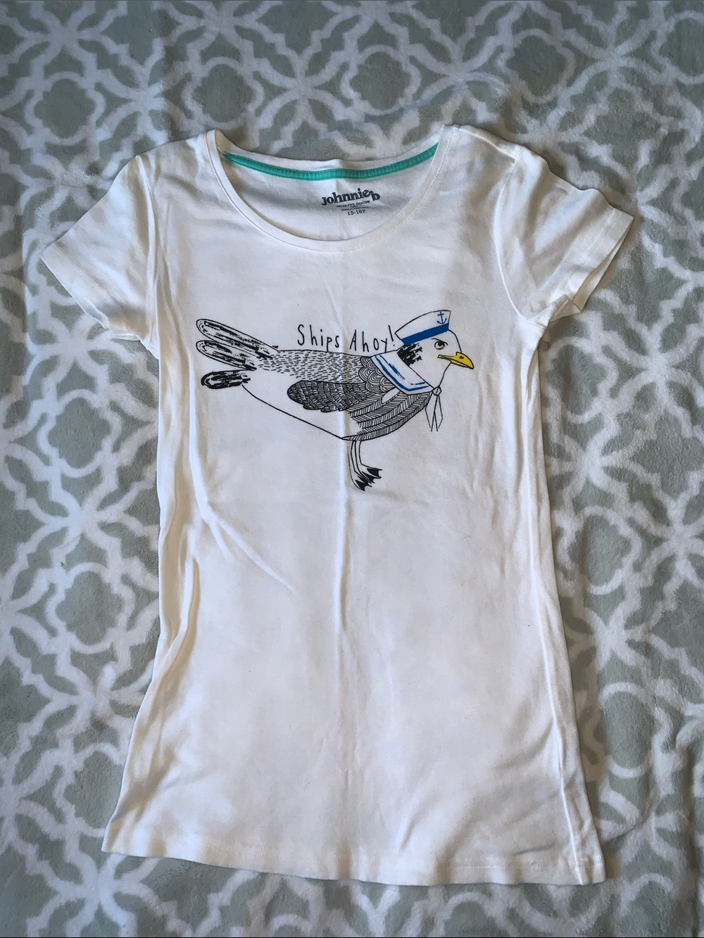 johnnie-B Girls' White 'Ships Ahoy' Short Sleeve Graphic Tee 15-16y